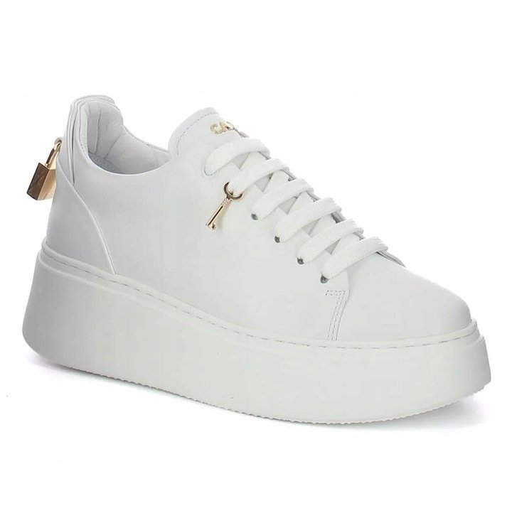 Białe Półbuty Sneakersy Na Platformie Carinii B9580 Skóra