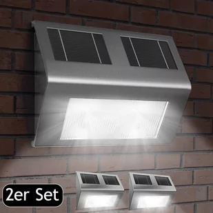 Solarna lampa ścienna LED 2 szt. Stali nierdzewnej - Lampy ogrodowe - miniaturka - grafika 1