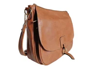 Torebki damskie - Brązowa Torebka Damska , Klasyczna Listonoszka Damska, 2 Komory - miniaturka - grafika 1