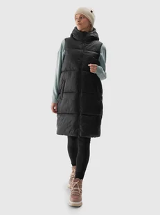 4F Długi bezrękawnik puchowy pikowany z kapturem damski - czarny XS - Kurtki damskie 4F Długi bezrękawnik puchowy pikowany z kapturem damski - czarny XS - Kurtki damskie - miniaturka - grafika 1