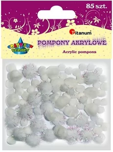 Titanum Pompony akrylowe brokatowe matowe 85szt białe TITANUM - Dekoratorstwo - miniaturka - grafika 1