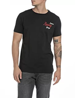Koszulki męskie - Replay T-shirt męski M6568B.000.2660, czarny, M - grafika 1
