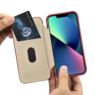 iCarer CE Oil Wax Premium Leather Folio Case skórzane etui iPhone 14 Pro z klapką magnetyczne MagSafe czerwony (AKI14220706-RD) - Etui i futerały do telefonów - miniaturka - grafika 20