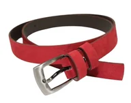 Paski - Pasek Damski Skórzany MASSIMO (PL) Zamszowy 25 mm BORDOWY SREBRNA KLAMRA Wąski - miniaturka - grafika 1