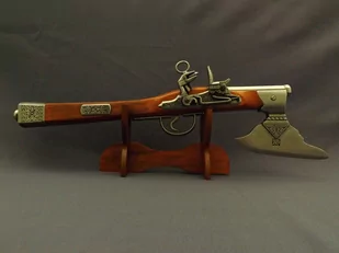 REPLIKA PISTOLET Z TOPOREM NA STOJAKU DENIX MODEL 1010+801 - Repliki - broń - miniaturka - grafika 1