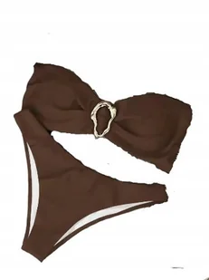 Wiązany Strój Kąpielowy Dwuczęściowy Damski Modny Bikini Z Klamrą Brązowy S - Stroje kąpielowe - miniaturka - grafika 1