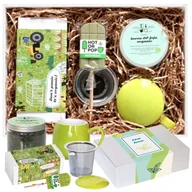Zestawy upominkowe - Gotowy zestaw prezentowy „ORGANIC TeaBox“ herbaty smakowe PREMIUM herbata zielona kubek zaparzacz czekoladowy lizak matcha prezent upominek podzięko.. - miniaturka - grafika 1