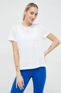 Reebok t-shirt do biegania kolor biały - Koszulki sportowe damskie - miniaturka - grafika 1