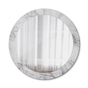 Okrągłe Lustro Ścienne Biały marmur 80cm - Lustra - miniaturka - grafika 1