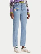 Spodnie damskie - Desigual Jeansy Sunflower 25WWDD23 Niebieski Straight Fit - miniaturka - grafika 1