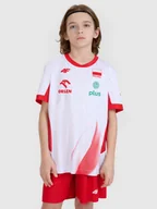 Koszulki dla dziewczynek - 4F Koszulka meczowa replika domowa z możliwością personalizacji dziecięca 4F x Polska Siatkówka - biała 110/116 - miniaturka - grafika 1