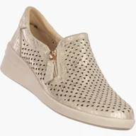 Półbuty damskie - Półbuty Damskie Skórzane Buty Ażurowe Wsuwane Lekkie Złote Filippo DP6210 41 - miniaturka - grafika 1