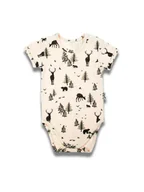 Body dla niemowląt - Niemowlęce body bawełniane na krótki rękaw z motywem lasu beżowe Nicol,r.68 - miniaturka - grafika 1