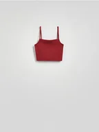 Koszulki i topy damskie - Reserved - Krótki top na ramiączkach - bordowy - miniaturka - grafika 1