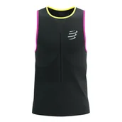Bielizna sportowa męska - COMPRESSPORT Koszulka biegowa PRO RACING SINGLET black/safe yellow/neo pink - miniaturka - grafika 1