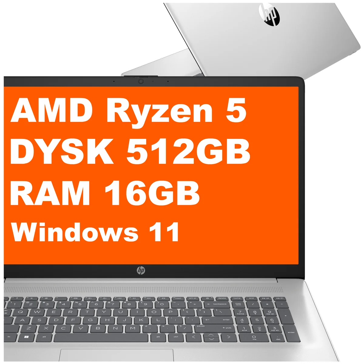 HP 17-cp3401nr / C17A9UA / AMD Ryzen 5 / 16GB / 512GB / AMD Radeon / FullHD / Win 11 / Srebrny C17A9UA_16GB_500SSD_W11