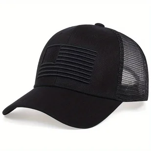 TEMU 1 szt. Męska Czapka Baseballowa z Amerykańską Flagą, Regulowana Czapka z Siatki na Zewnątrz, Ochrona Przed Słońcem, Casualowa Czapka na Wiosnę i - Inne - miniaturka - grafika 1