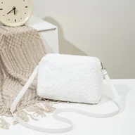 Torebki damskie - TEMU Pluszowa kosmetyczka crossbody w jednolitym kolorze z regulowanymi ramiączkami, charakteryzująca się modnym futrzanym designem, idealna dla - miniaturka - grafika 1