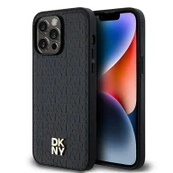 Etui i futerały do telefonów - Etui DKNY Leather Pattern Metal Logo MagSafe na iPhone 13 Pro Max - czarne - miniaturka - grafika 1