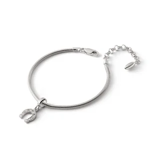 Bransoletka Slim z zawieszką typu beads – podkowa z cyrkoniami, srebro 925 pokryte platyną - Bransoletki - miniaturka - grafika 1