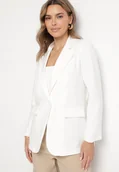 Marynarki i żakiety damskie - Biała Marynarka Jednorzędowa ze Wzorem Pasków Viviella - miniaturka - grafika 1