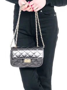 Torebka skórzana pikowana - metalik (7028) - Torebki damskie - miniaturka - grafika 1