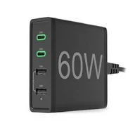 Ładowarki do telefonów - Ładowarka sieciowa Hama 2x USB-C PD/QC, 2x USB-A, 60 W (201628) Czarna - miniaturka - grafika 1