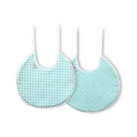 Śliniaki i fartuszki - Śliniak bawełniany 2 szt. miętowy kratka groszki okrągły - miniaturka - grafika 1