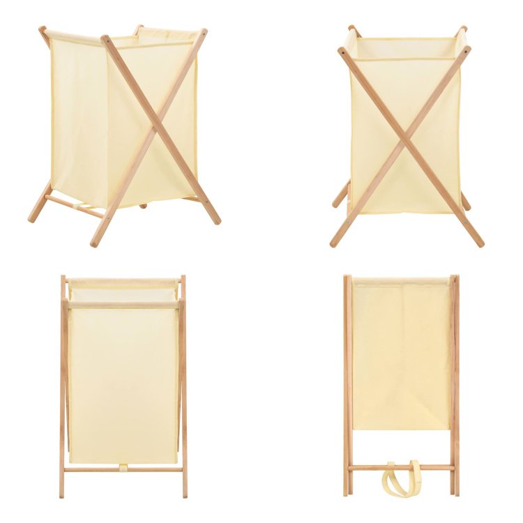 vidaXL Kosz na pranie z drewna cedrowego i tkaniny Beżowy 42x41x64 cm - Kosz na pranie - Kosz na pranie - Pojemnik na pranie - Pudełko na pranie