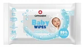 Chusteczki nawilżane - Opharm Baby Wipes Chusteczki Nawilżane 99% Wody Nasączone Wodą 64 Sztuki - miniaturka - grafika 1