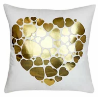 Poszewki na poduszki - Poszewka dekoracyjna 40x40 Gold love hearts biała złota serca serce welurowa Domarex - miniaturka - grafika 1