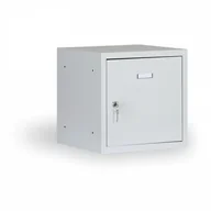 Szafy i regały magazynowe - Alfa 3 Pojedyńcze schowki 400x400x400 mm, korpus szary, drzwi szare 126341 - miniaturka - grafika 1