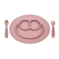 Miseczki i talerzyki dla dzieci - EZPZ, Komplet naczyń silikonowych, Mini Feeding Set pastelowy, róż - miniaturka - grafika 1