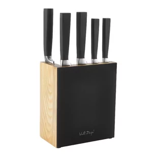 Vialli Design Zestaw 5 kutych noży w bloku FINO czarny 25240 - Noże kuchenne - miniaturka - grafika 1