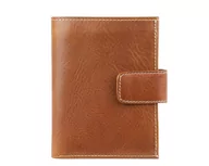 Portfele - Duży Portfel Męski Evan (Zapinany, Skóra Naturalna Juchtowa), Jasny Brąz - miniaturka - grafika 1