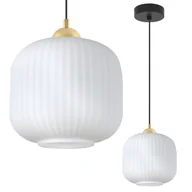 Lampy sufitowe - Lampa sufitowa wisząca Riffle loft 1xE27 klosz walec 20cm biały/czarny/złoty Light Home LH - miniaturka - grafika 1