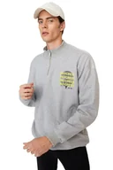 Bluzy męskie - TRENDYOL MAN BLUZA MĘSKA SZARA MELANŻ Z PÓŁGOLFEM I NADRUKIEM L 5DA - miniaturka - grafika 1