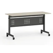 Biurka - Mobilny stół PRIMO MOBI, 1400 x 600 mm, podstawa czarna, brzoza - miniaturka - grafika 1