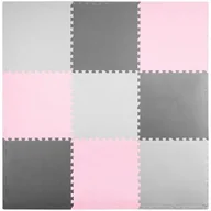 Wyposażenie pokoiku dziecięcego - Ricokids Mata piankowa puzzle 180x180cm 9 szt. szaro różowa 7498 - miniaturka - grafika 1