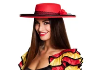 Dodatki do strojów karnawałowych - Kapelusz czerwony Señorita - 1 szt. - miniaturka - grafika 1