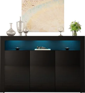 MEGSTYL KOMODA 130CM Z 3 DRZWICZKAMI - GRAND 4 Czarny mat - Czarny połysk - Komody - miniaturka - grafika 1