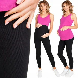 Legginsy Ciążowe Getry W Prążek Z Panelem - Spodnie ciążowe - miniaturka - grafika 1