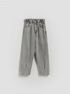 Spodnie i spodenki dla dziewczynek - Reserved - Jeansy baggy high waist - jasnoszary - miniaturka - grafika 1