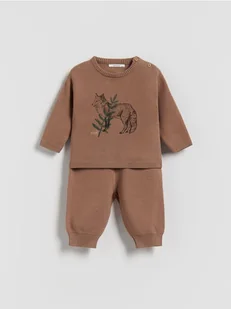 Reserved - Dzianinowy komplet z wiskozą - brązowy - Komplety dla niemowląt - miniaturka - grafika 1