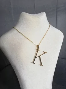 naszyjnik łańcuszek z LITERKĄ K 45cm+ 5cm STAL - Łańcuszki - miniaturka - grafika 1