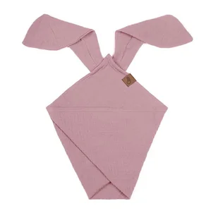 Pieluszka Dou Dou Bunny Z Organicznej Bio Bawełny Gots Cozy Muslin With Ears 2In1 Baby Pink Hi Little One - Chusty do noszenia dzieci - miniaturka - grafika 1