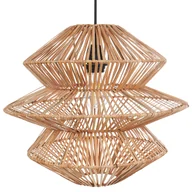 Oprawy, klosze i abażury - BELIANI Lampa wisząca naturalna rattanowy klosz czarna podstawa żelazna lampa sufitowa boho oświetlenie do salonu jadalni - miniaturka - grafika 1