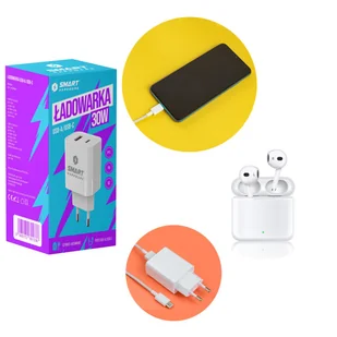 ŁADOWARKA SIECIOWA SMART HARDWARE SZYBKA 30W USB-C USB-A - Ładowarki do telefonów - miniaturka - grafika 1