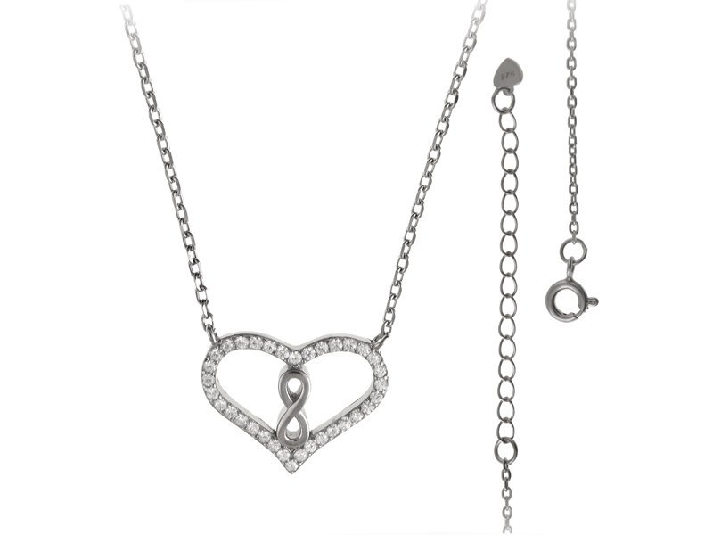 NASZYJNIK SREBRNY SERCE NIESKOŃCZONOŚĆ fn409 - 3,4g.