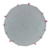 Dywany dla dzieci - Okrągły dywanik z pomponami POMPOMPARTY 90 cm 1609492 - miniaturka - grafika 1